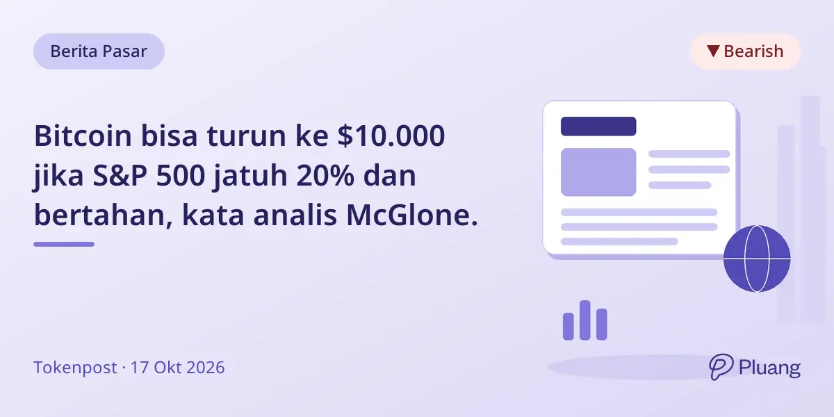 Bitcoin bisa turun ke $10.000 jika S&P 500 jatuh 20% dan bertahan, kata analis McGlone.