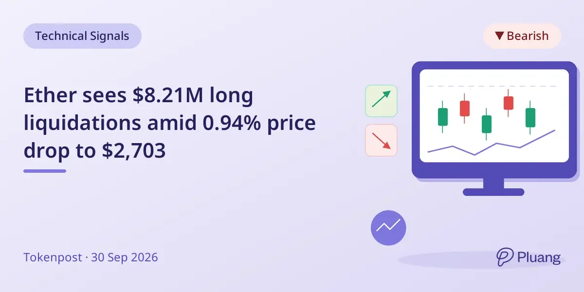 Ether sees $8.21M long liquidations amid 0.94% price drop to $2,703
