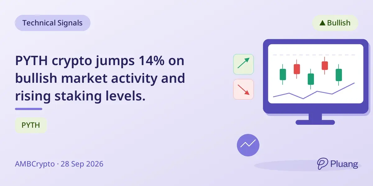 PYTH crypto jumps 14% on bullish market activity and rising staking levels.