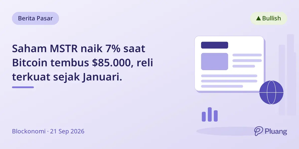 Saham MSTR naik 7% saat Bitcoin tembus $85.000, reli terkuat sejak Januari.