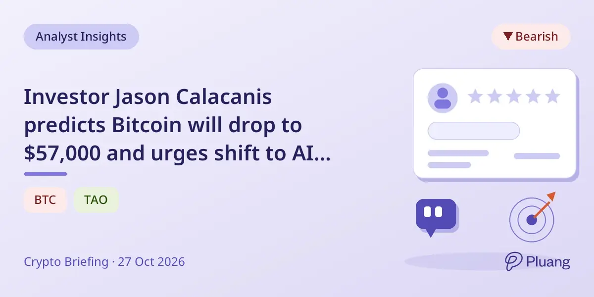 Investor Jason Calacanis predicts Bitcoin will drop to $57,000 and urges shift to AI investments.
