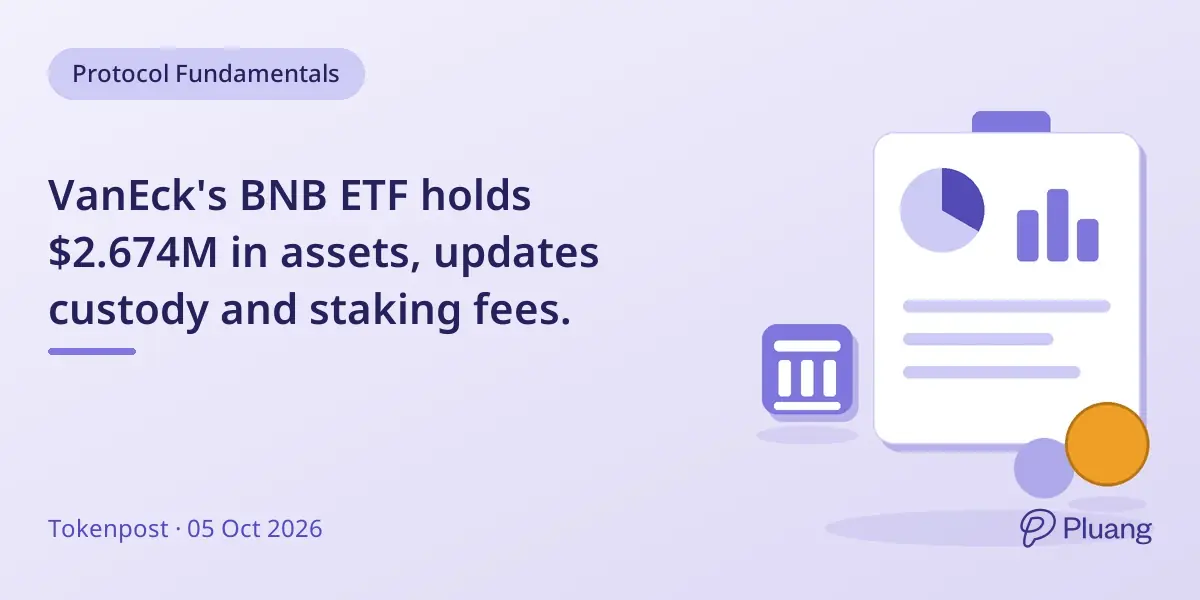 VanEck's BNB ETF holds $2.674M in assets, updates custody and staking fees.