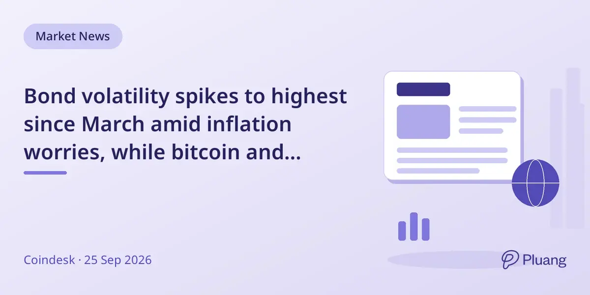 Bond volatility spikes to highest since March amid inflation worries, while bitcoin and stocks remain calm.