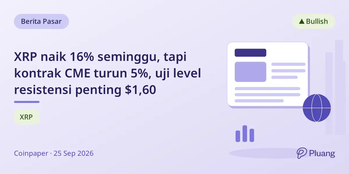XRP naik 16% seminggu, tapi kontrak CME turun 5%, uji level resistensi penting $1,60