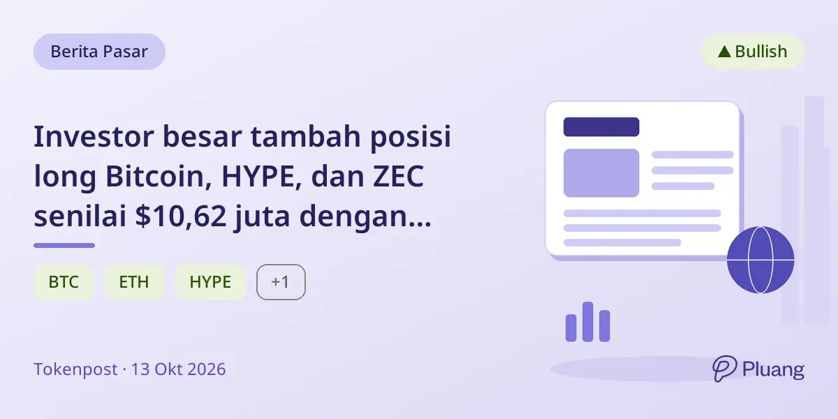 Investor besar tambah posisi long Bitcoin, HYPE, dan ZEC senilai $10,62 juta dengan keuntungan belum direalisasi $11,91 juta