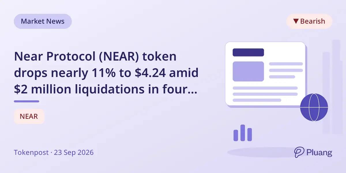 Near Protocol (NEAR) token drops nearly 11% to $4.24 amid $2 million liquidations in four hours