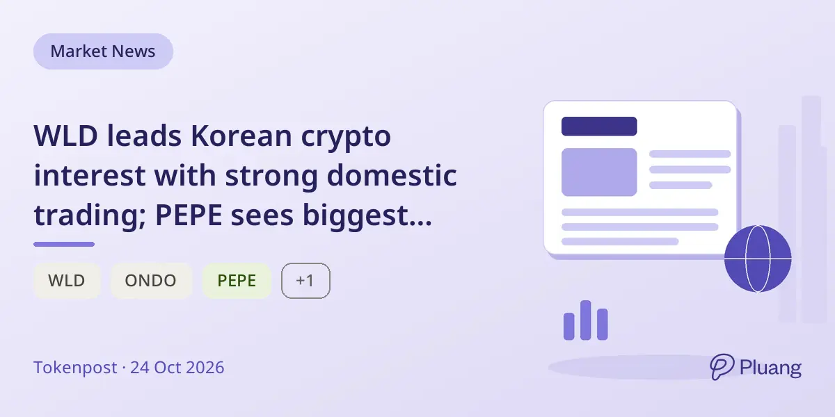 WLD leads Korean crypto interest with strong domestic trading; PEPE sees biggest trading surge and price gain.