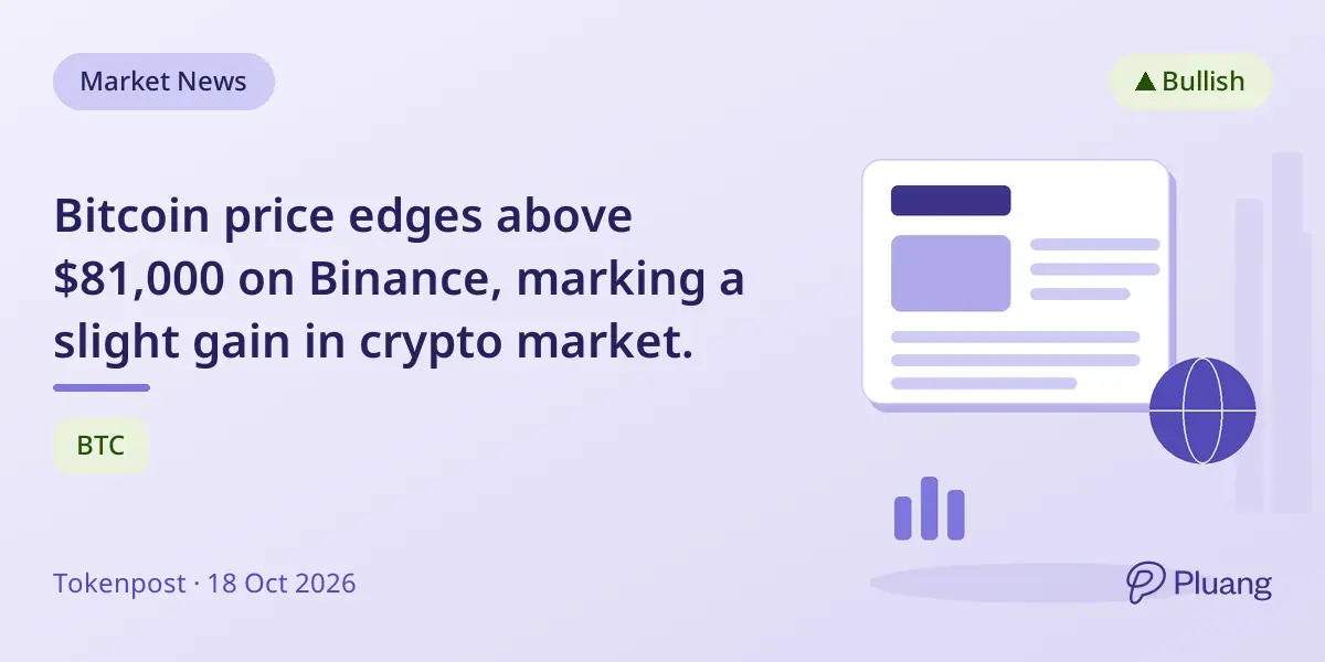 Bitcoin price edges above $81,000 on Binance, marking a slight gain in crypto market.