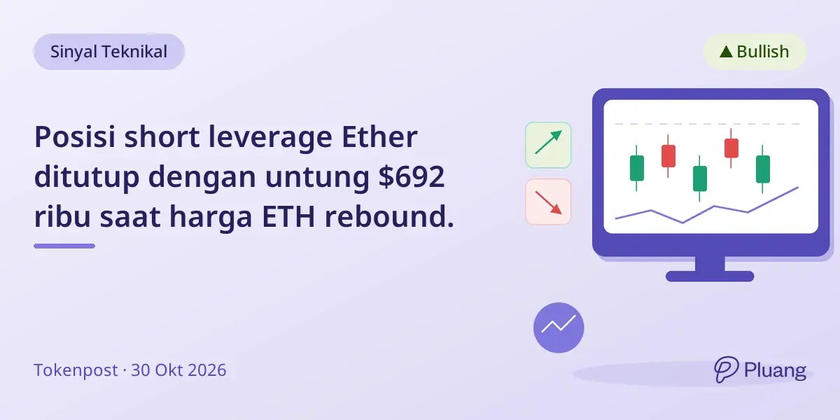 Posisi short leverage Ether ditutup dengan untung $692 ribu saat harga ETH rebound.
