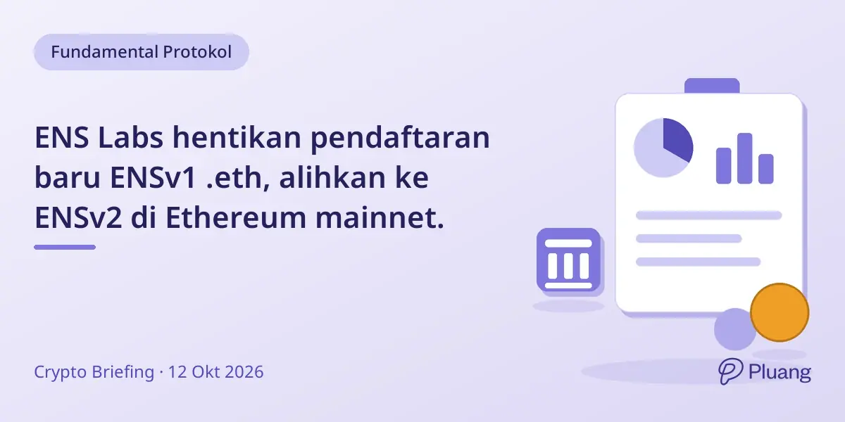 ENS Labs hentikan pendaftaran baru ENSv1 .eth, alihkan ke ENSv2 di Ethereum mainnet.