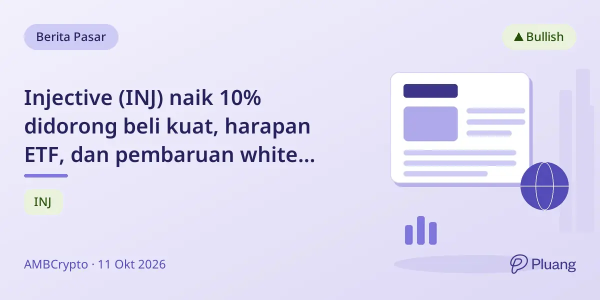 Injective (INJ) naik 10% didorong beli kuat, harapan ETF, dan pembaruan white paper