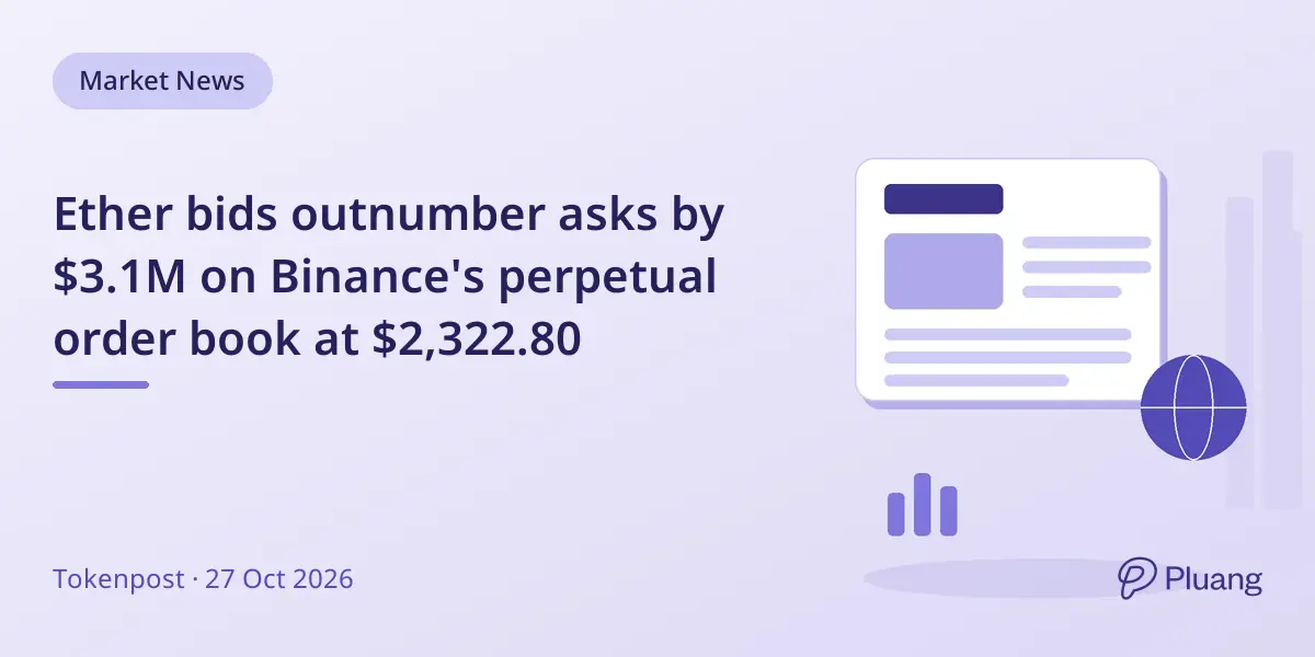 Ether bids outnumber asks by $3.1M on Binance's perpetual order book at $2,322.80