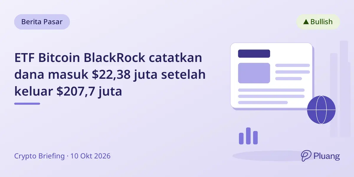ETF Bitcoin BlackRock catatkan dana masuk $22,38 juta setelah keluar $207,7 juta