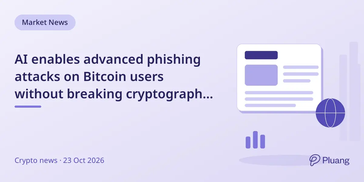 AI enables advanced phishing attacks on Bitcoin users without breaking cryptography, warns Binance founder.