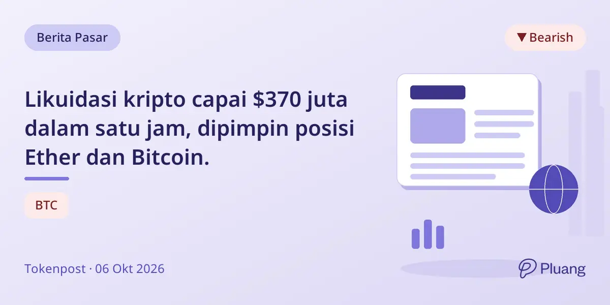 Likuidasi kripto capai $370 juta dalam satu jam, dipimpin posisi Ether dan Bitcoin.