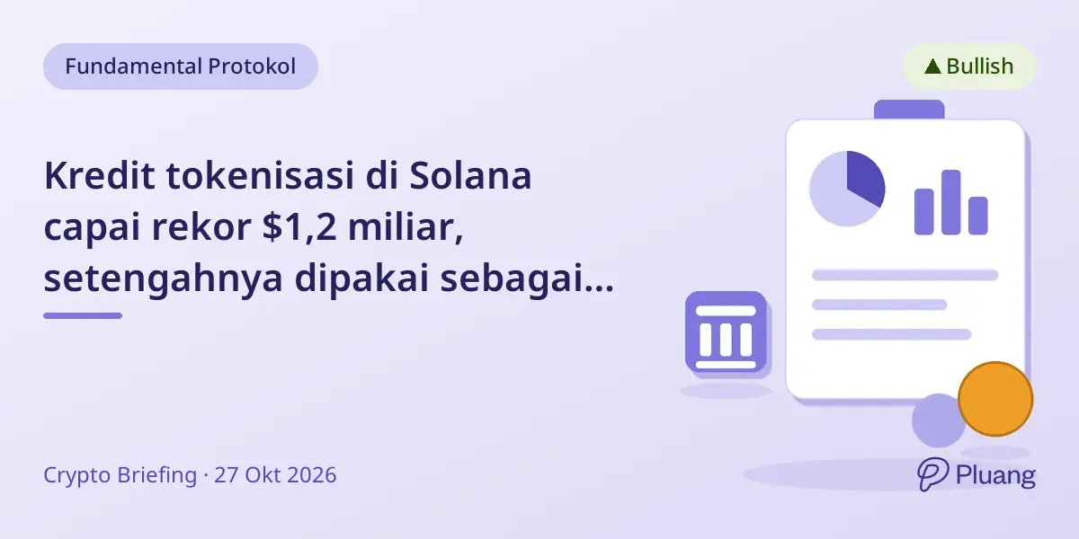 Kredit tokenisasi di Solana capai rekor $1,2 miliar, setengahnya dipakai sebagai jaminan pinjaman aktif.