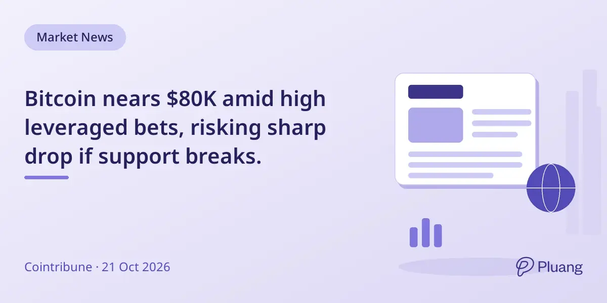 Bitcoin nears $80K amid high leveraged bets, risking sharp drop if support breaks.
