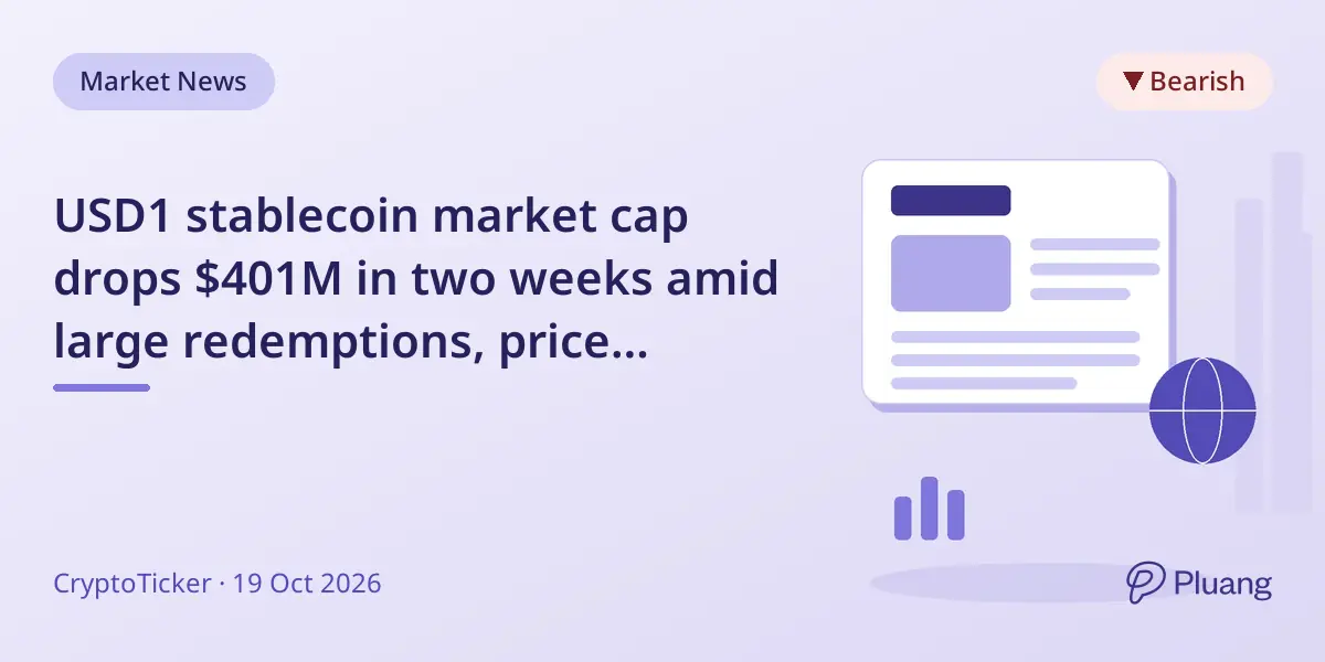 USD1 stablecoin market cap drops $401M in two weeks amid large redemptions, price remains stable.