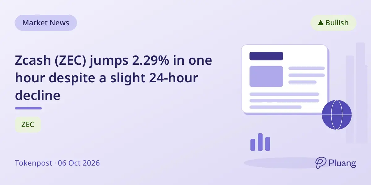Zcash (ZEC) jumps 2.29% in one hour despite a slight 24-hour decline