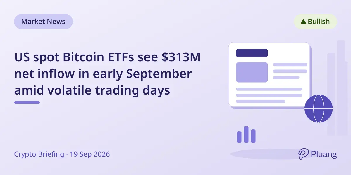 US spot Bitcoin ETFs see $313M net inflow in early September amid volatile trading days