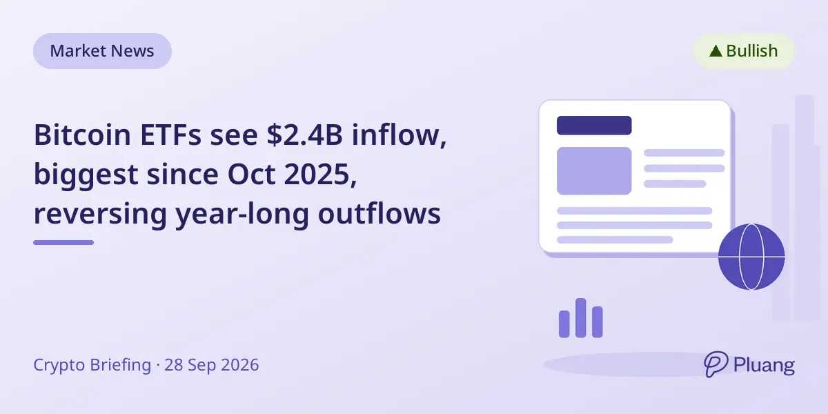 Bitcoin ETFs see $2.4B inflow, biggest since Oct 2025, reversing year-long outflows