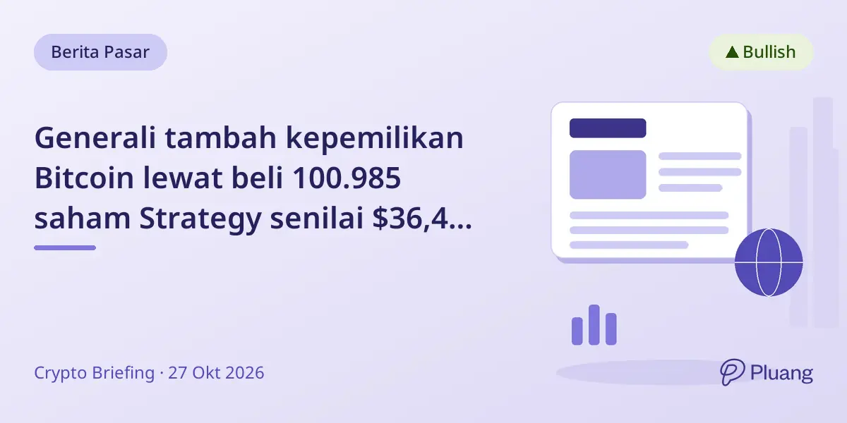 Generali tambah kepemilikan Bitcoin lewat beli 100.985 saham Strategy senilai $36,4 juta.