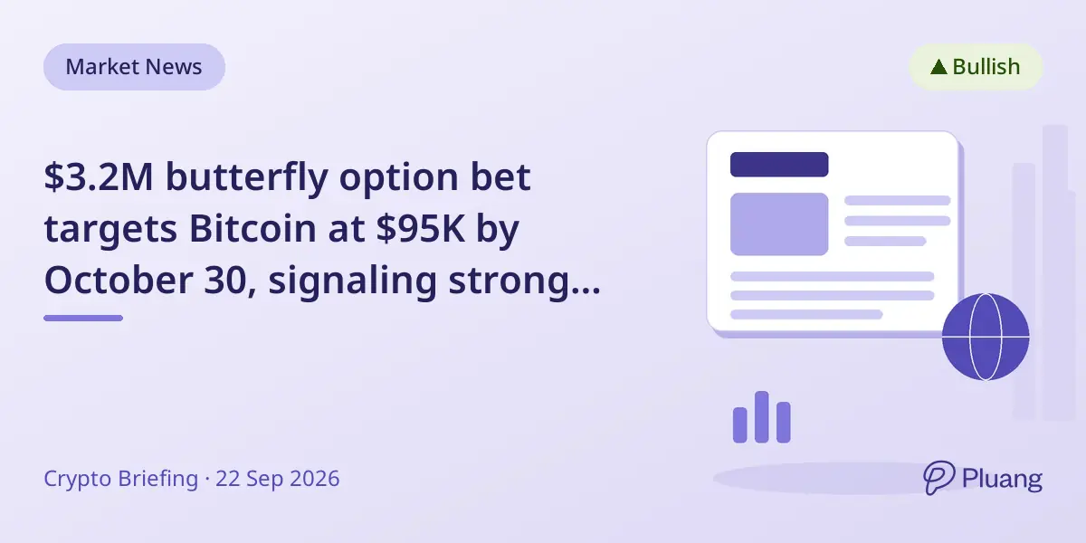 $3.2M butterfly option bet targets Bitcoin at $95K by October 30, signaling strong institutional bullishness.