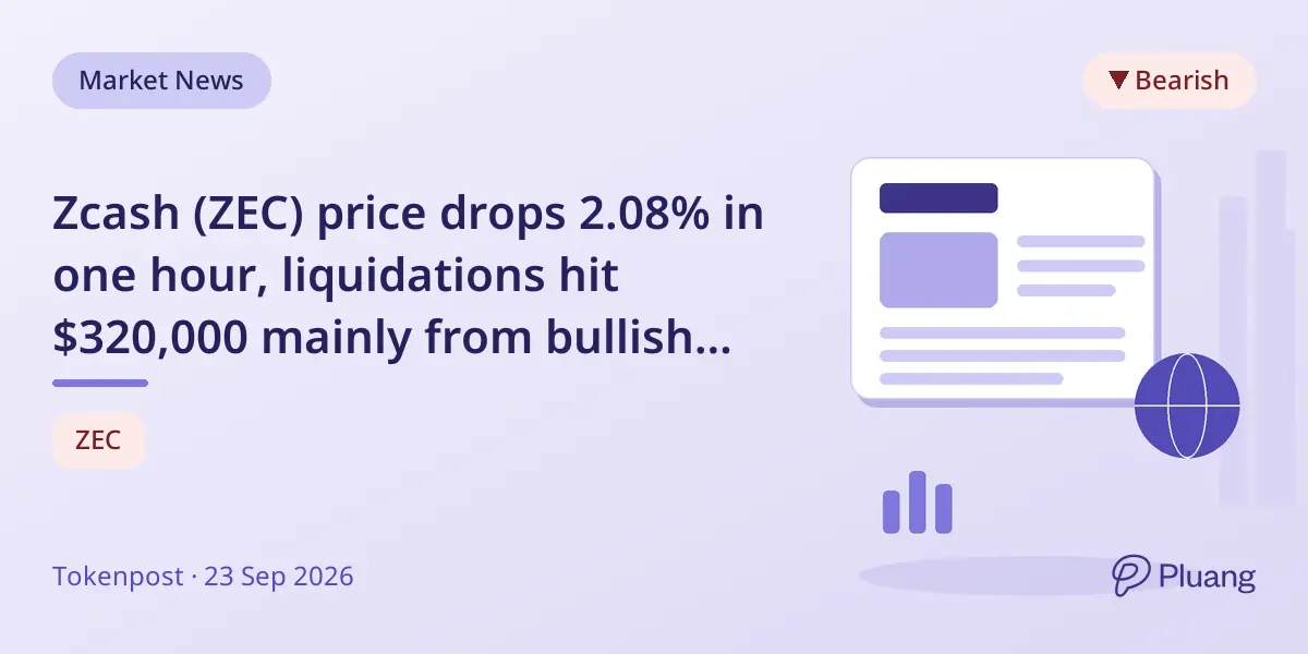 Zcash (ZEC) price drops 2.08% in one hour, liquidations hit $320,000 mainly from bullish traders