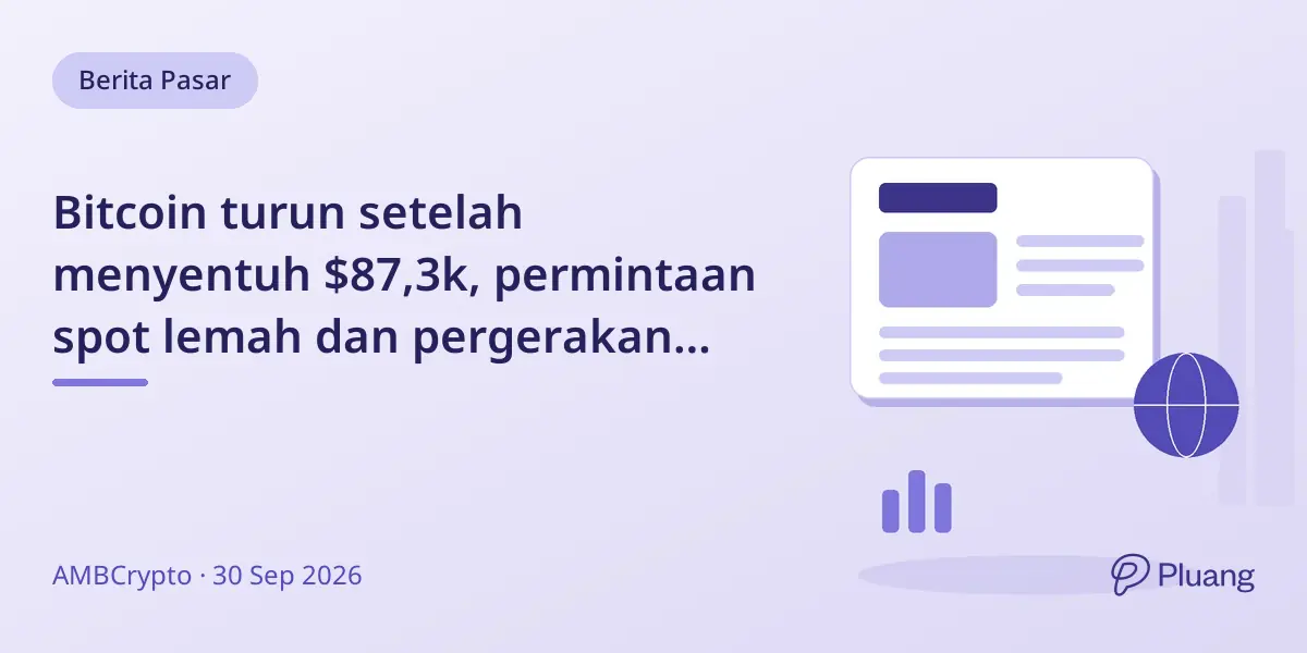 Bitcoin turun setelah menyentuh $87,3k, permintaan spot lemah dan pergerakan whale picu kekhawatiran koreksi.