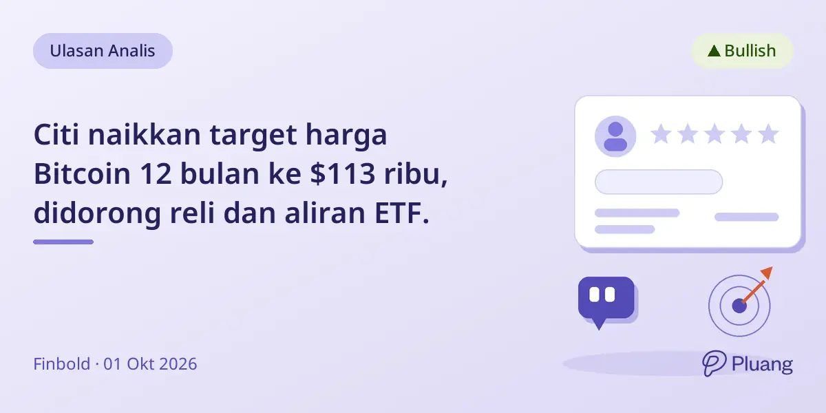 Citi naikkan target harga Bitcoin 12 bulan ke $113 ribu, didorong reli dan aliran ETF.