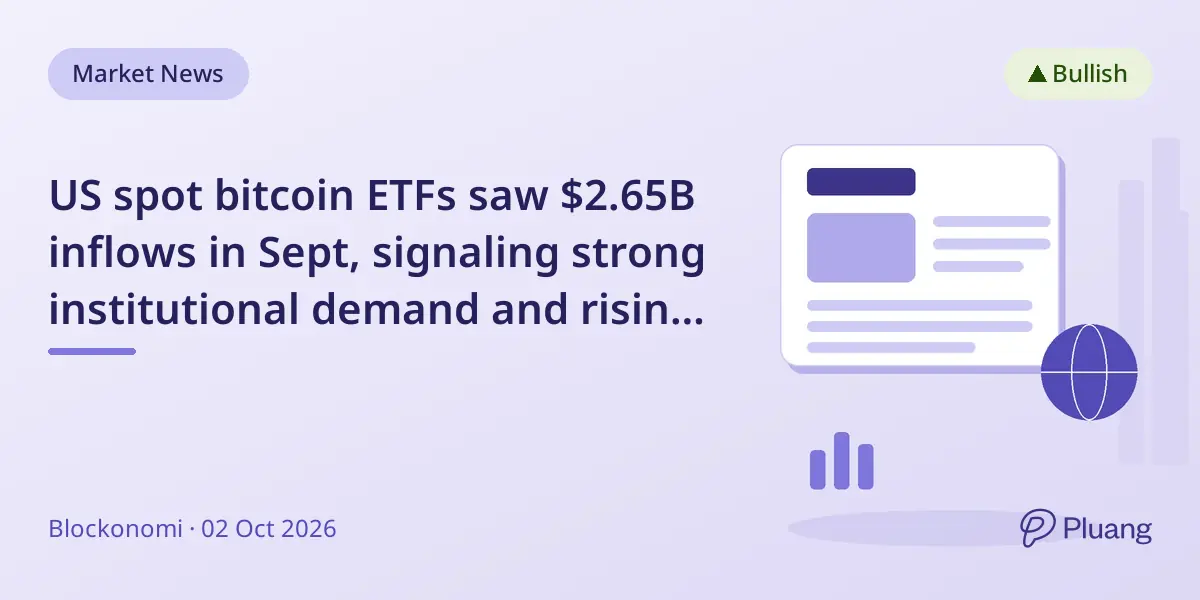 US spot bitcoin ETFs saw $2.65B inflows in Sept, signaling strong institutional demand and rising crypto prices.