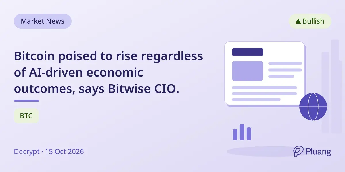 Bitcoin poised to rise regardless of AI-driven economic outcomes, says Bitwise CIO.