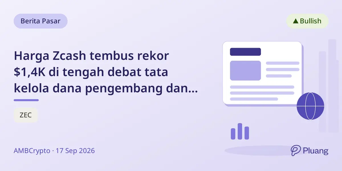 Harga Zcash tembus rekor $1,4K di tengah debat tata kelola dana pengembang dan sistem voting