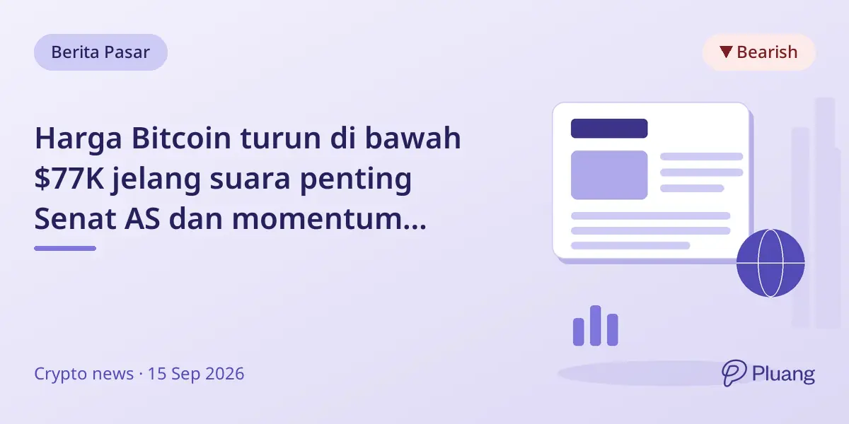 Harga Bitcoin turun di bawah $77K jelang suara penting Senat AS dan momentum melemah