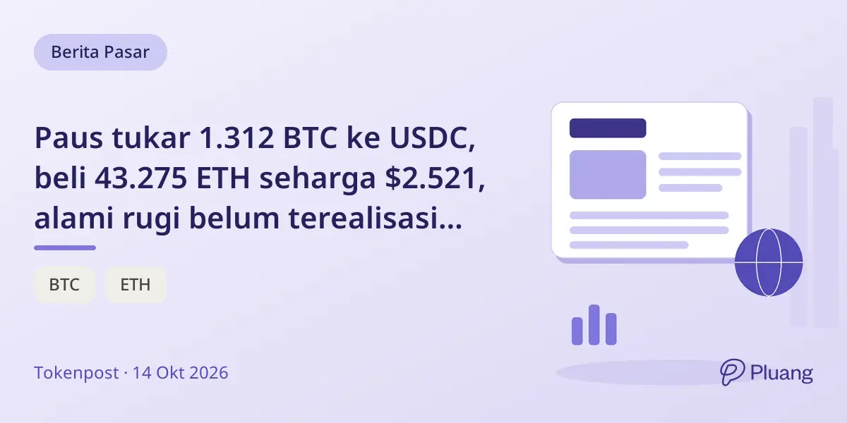 Paus tukar 1.312 BTC ke USDC, beli 43.275 ETH seharga $2.521, alami rugi belum terealisasi $4,15 juta