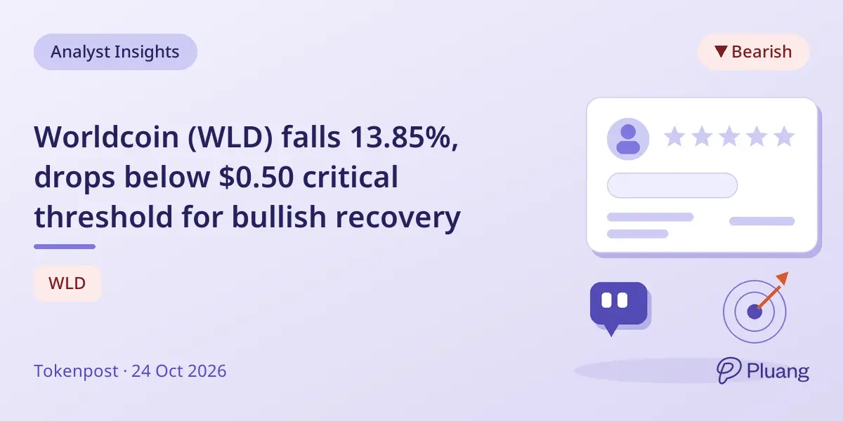 Worldcoin (WLD) falls 13.85%, drops below $0.50 critical threshold for bullish recovery