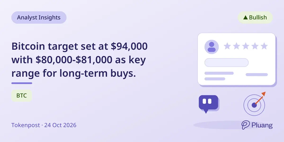Bitcoin target set at $94,000 with $80,000-$81,000 as key range for long-term buys.
