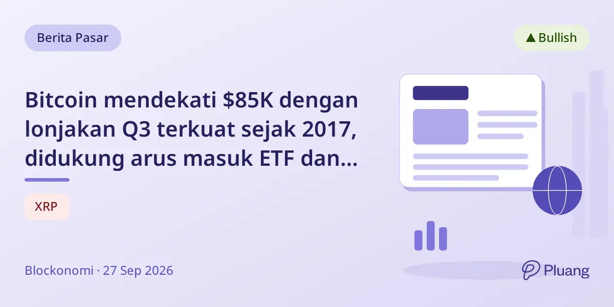 Bitcoin mendekati $85K dengan lonjakan Q3 terkuat sejak 2017, didukung arus masuk ETF dan berita peretasan Bitget.