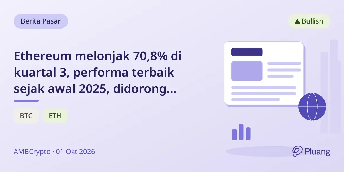 Ethereum melonjak 70,8% di kuartal 3, performa terbaik sejak awal 2025, didorong minat whale dan rasio ETH/BTC kuat.