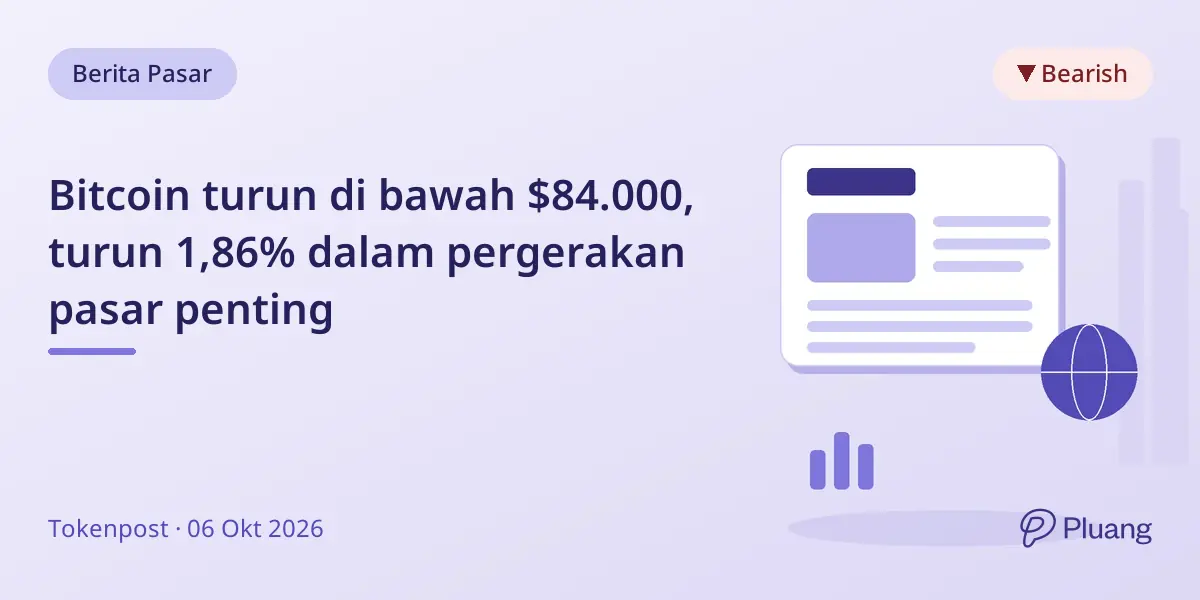 Bitcoin turun di bawah $84.000, turun 1,86% dalam pergerakan pasar penting