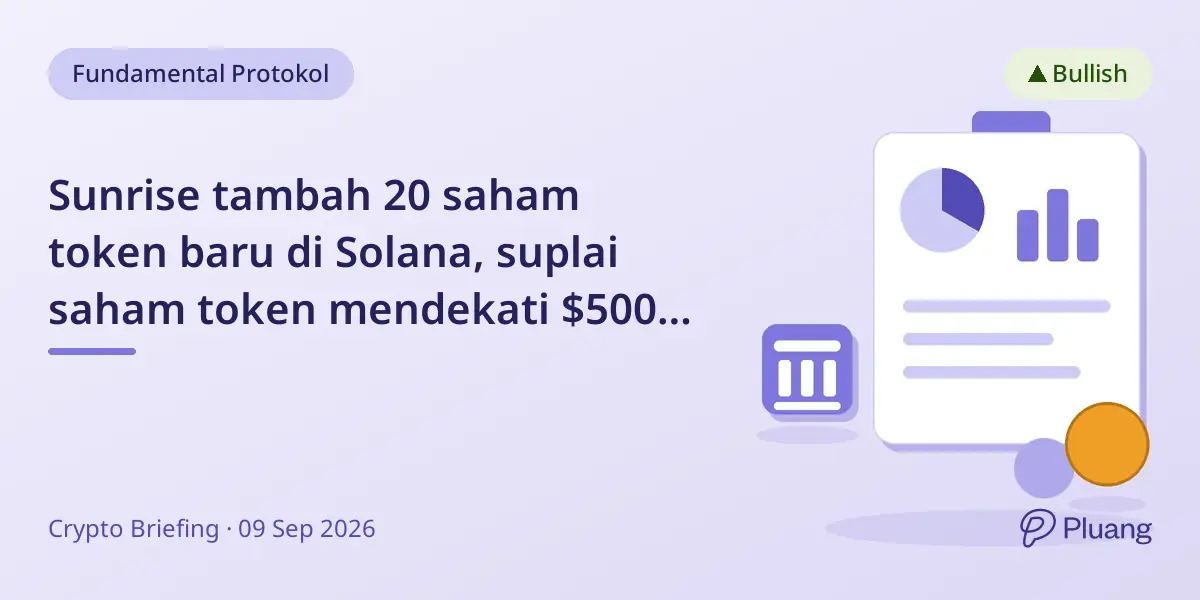Sunrise tambah 20 saham token baru di Solana, suplai saham token mendekati $500 juta.