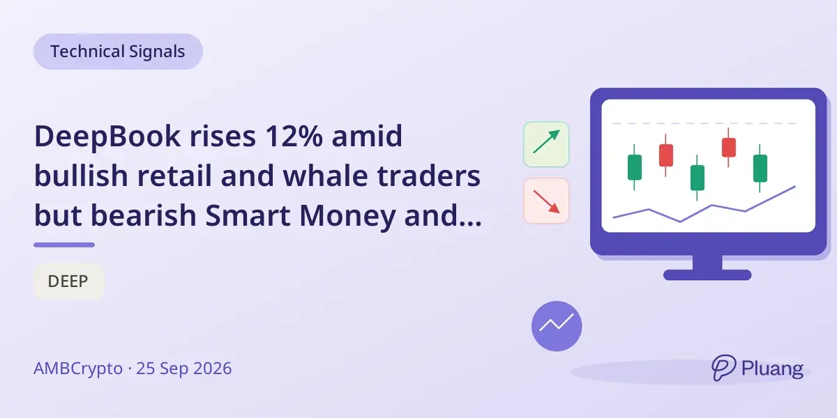 DeepBook rises 12% amid bullish retail and whale traders but bearish Smart Money and negative Funding Rate.