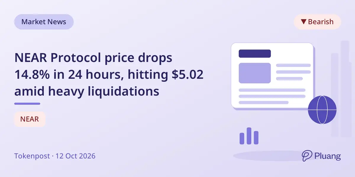 NEAR Protocol price drops 14.8% in 24 hours, hitting $5.02 amid heavy liquidations