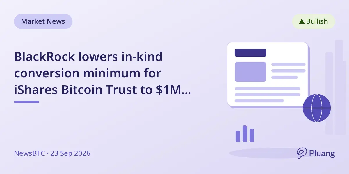 BlackRock lowers in-kind conversion minimum for iShares Bitcoin Trust to $1M from $25M