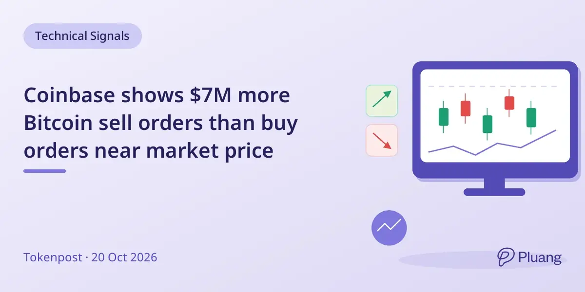 Coinbase shows $7M more Bitcoin sell orders than buy orders near market price