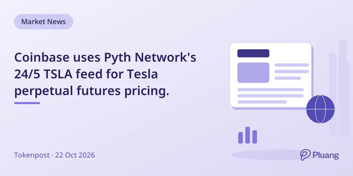 Coinbase uses Pyth Network's 24/5 TSLA feed for Tesla perpetual futures pricing.