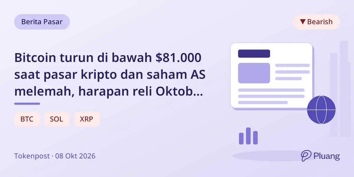 Bitcoin turun di bawah $81.000 saat pasar kripto dan saham AS melemah, harapan reli Oktober meredup.