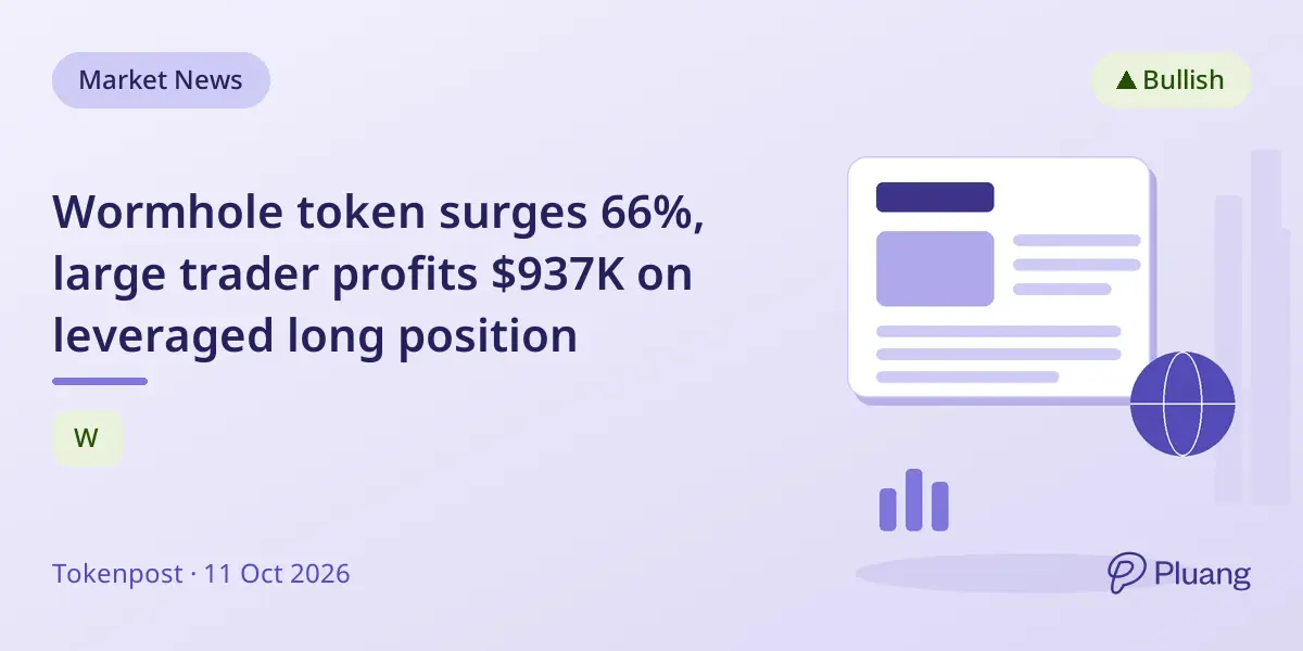 Wormhole token surges 66%, large trader profits $937K on leveraged long position