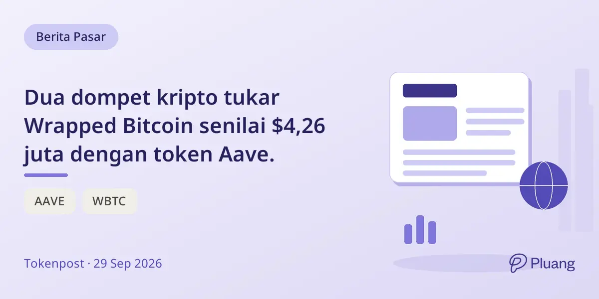 Dua dompet kripto tukar Wrapped Bitcoin senilai $4,26 juta dengan token Aave.