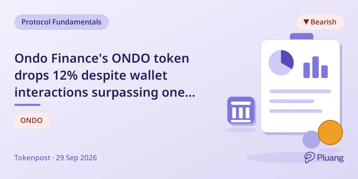 Ondo Finance's ONDO token drops 12% despite wallet interactions surpassing one million